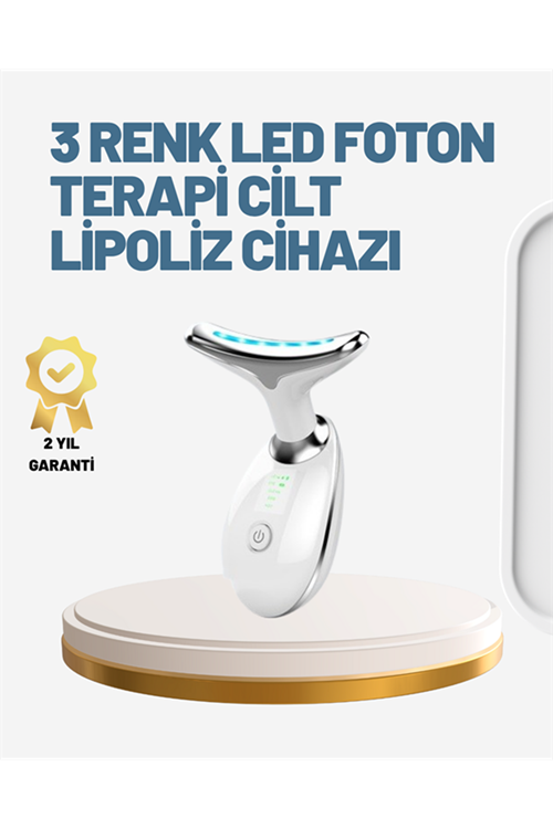 Cilt Yenileyici Şarjlı Güzellik Aleti – Pozitif/Negatif İyon, Titreşimli Masaj ve Kırmızı-Mavi-Yeşil Işıkla
