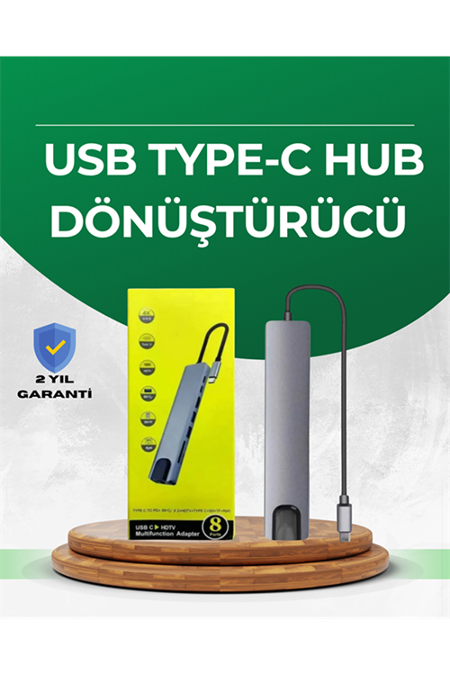 Type‑C Dönüştürücü – 2×USB3.0, SD/MS, 4K HDMI & RJ45 ile Profesyonel Kullanım