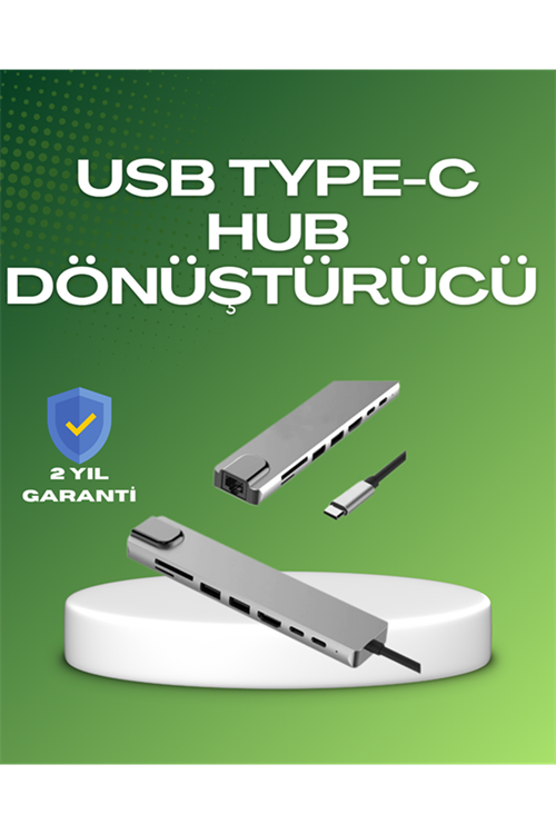 Seyahat Dostu 8‑in‑1 Hub – Şarj & Veri & Video & Ağ için Eksiksiz Çözüm