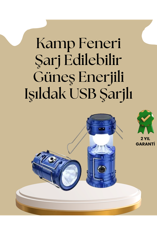 Güneş Enerjili Katlanabilir Kamp Feneri – USB Şarjlı, Hafif ve Çok Fonksiyonlu