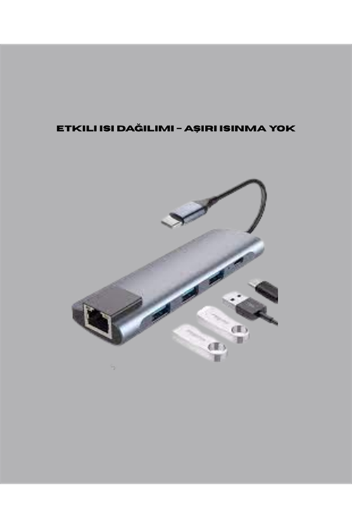 USB‑C Çoklu Bağlantı Merkezi – 5 Gbps, 100‑240 V, Sağlam Eloksal Tasarım