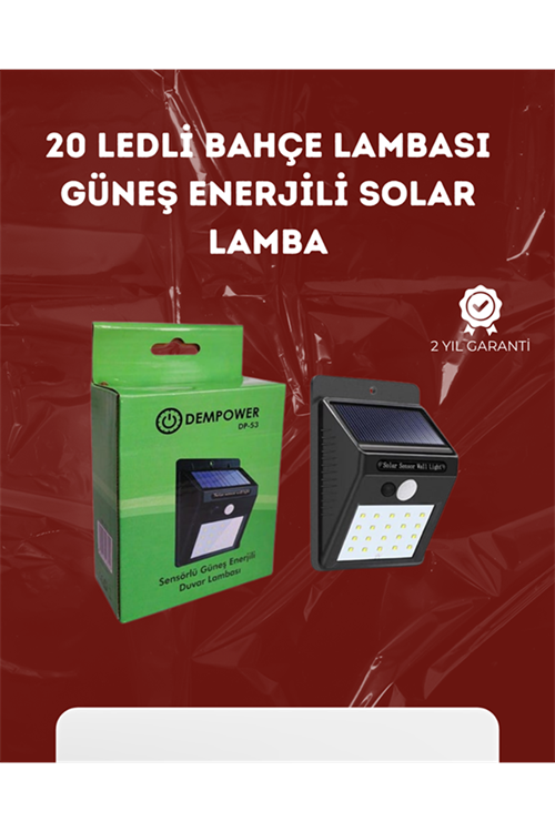Su Geçirmez 20 LED Solar Aydınlatma | Dış Mekan için PIR Hareket Sensörü ile Akıllı Işık