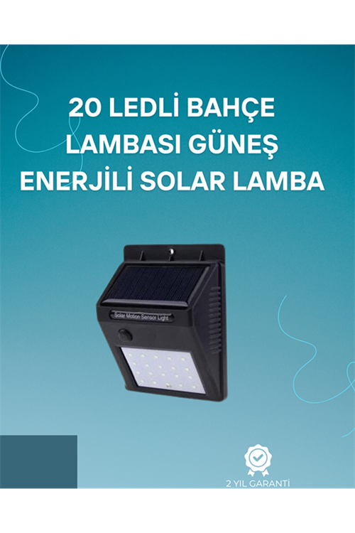 Hareket Sensörlü Solar Lamba | 120° Algılama Açısı, 3-4 Metre Mesafe, Suya Dayanıklı LED