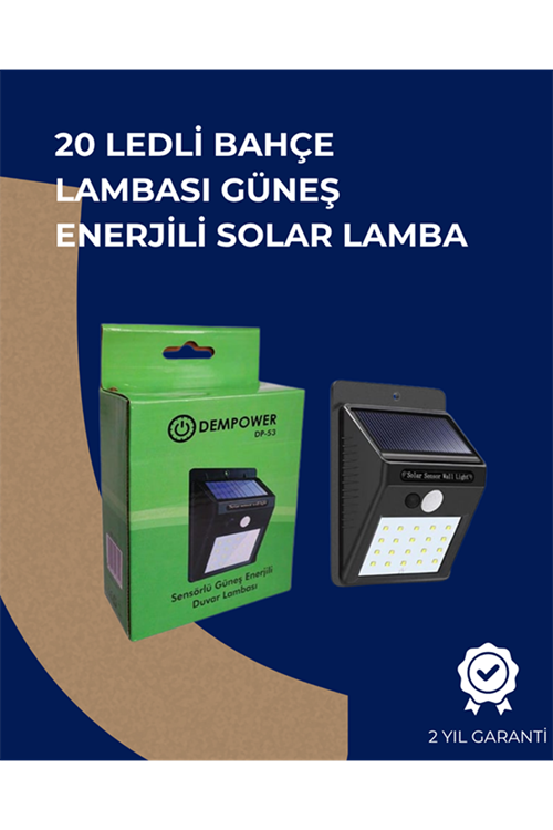 Solar Enerjili 20 LED Duvar Lambası | Hareket Sensörlü, Su Geçirmez, Kablo Gerektirmez