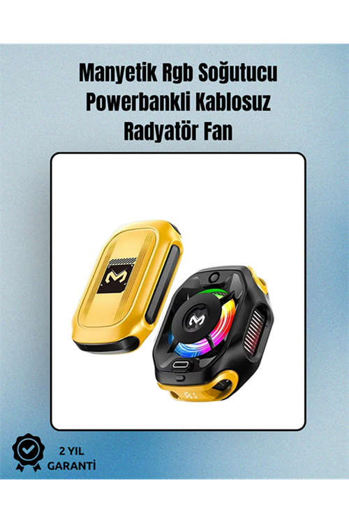 RGB Işıklı Girdap Fanlı Mobil Soğutucu | Manyetik Montaj | Type-C Girişli
