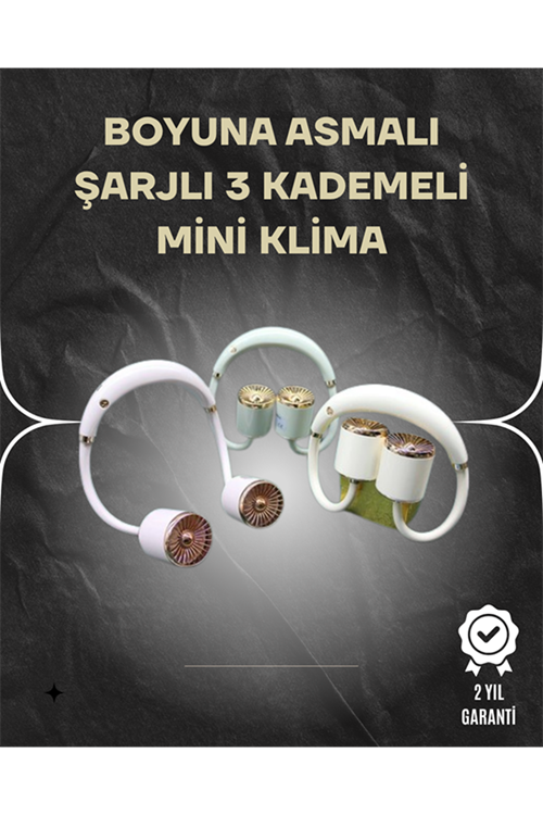 Asılabilir Mini Boyun Fanı | 1000mAh Şarjlı, Turbo Güçlü Rüzgar