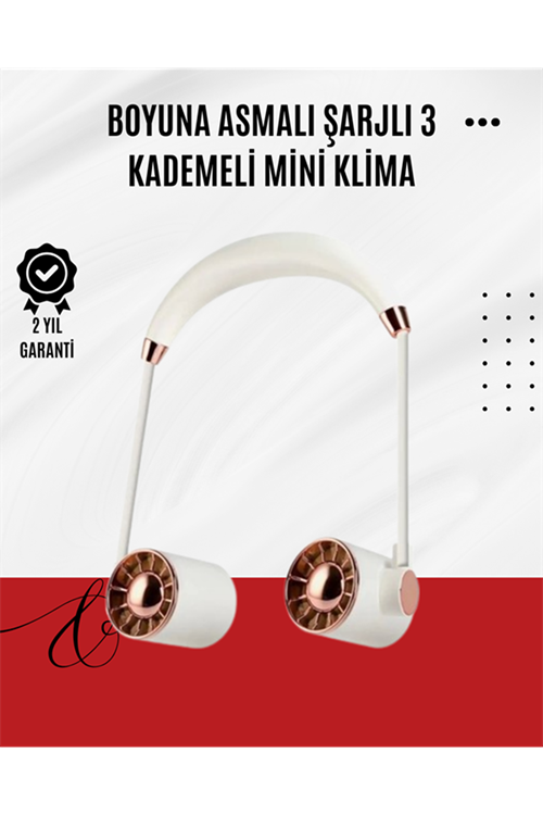 USB Şarjlı Katlanabilir Boyun Fanı | 3 Kademeli, Sessiz ve Taşınabilir Tasarım