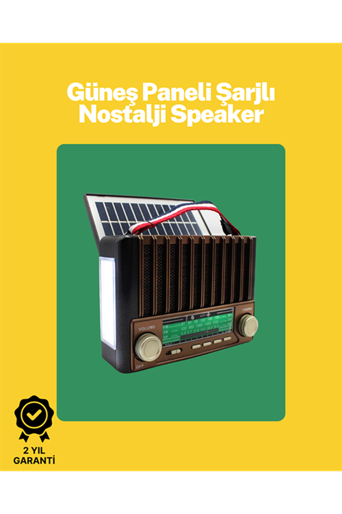 KTF-1428 Solar Panel Destekli Şarjlı Bluetooth Hoparlör – FM/AM/SW Radyo, AUX ve TF Kart Girişli