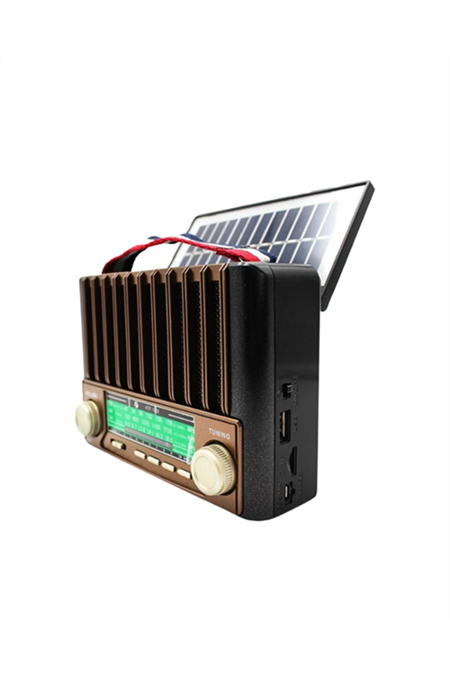 KTF-1428 Solar Enerjiyle Şarj Olabilen Bluetooth Nostalji Hoparlör – Taşınabilir, Güçlü Ses, MP3 Okuyucu