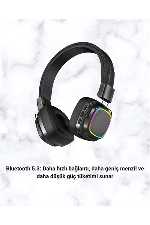 Renkli Işık Efektli Bluetooth 5.3 Müzik Kulaklığı