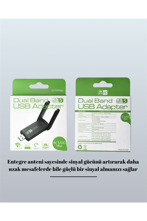 USB 3.0 Wireless Adaptör – 2.4GHz & 5GHz Destekli