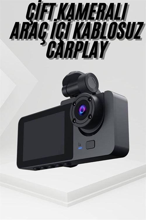 3 Kameralı 2 İnç 1080P Araç İçi Kamera Sürüş Kamerası CarPlay