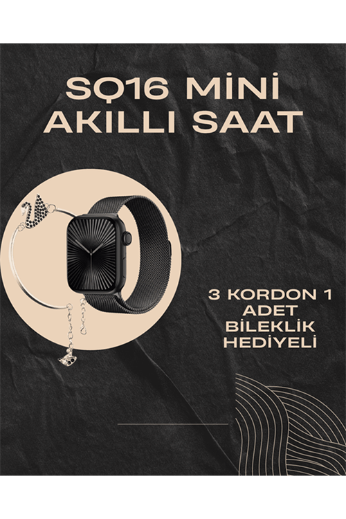 SQ-16 Mini Series 10 Akıllı Saat | Şık ve Hafif Tasarım, 3 Kordon Seçeneği