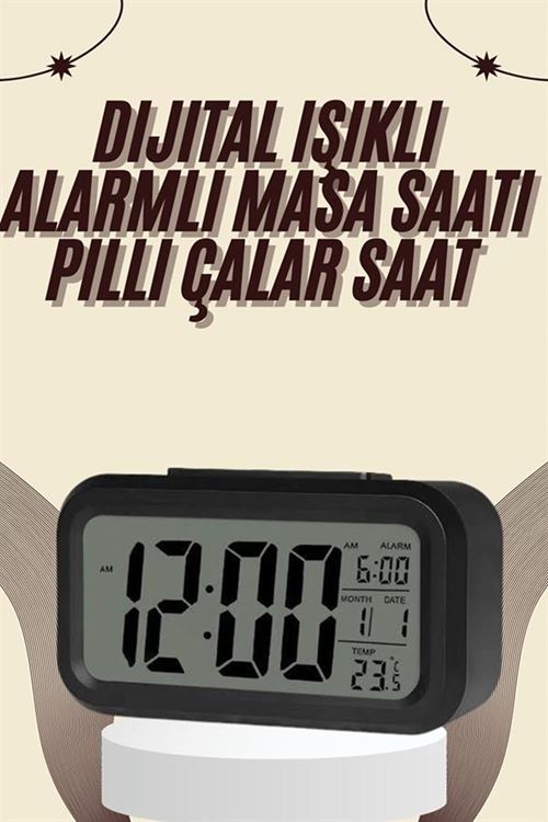 Dijital Masa Saati Termometreli Takvim Çalar Saat Led Ekran Pilli