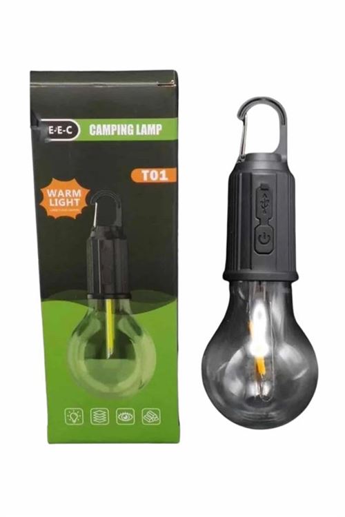 Şarjlı Dekoratif Kamp Lambası Askılı Ampul Led Işık Type-C Girişli
