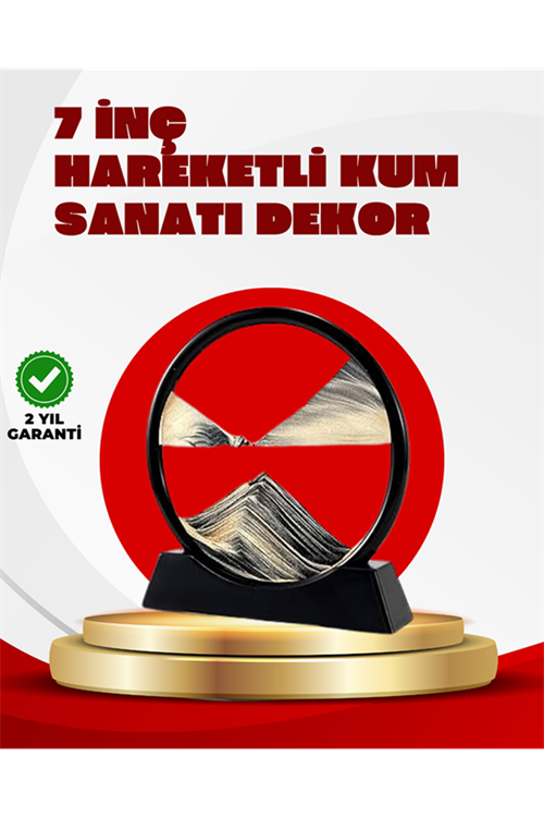 Rahatlatıcı Kum Sanatı – Yuvarlak Cam Çerçeveli Hareketli Kum Resmi, Ofis ve Ev İçin Etkileşimli Masaüstü Süs