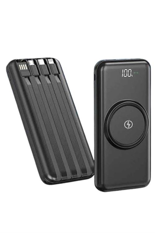 Kablosuz Çoklu Şarj Girişli 10.000 Mah Kablolu Powerbank Taşınabilir