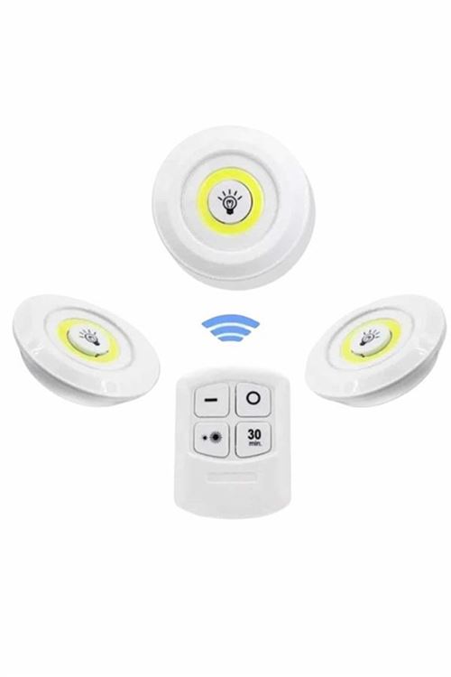 Dolap Işığı Mutfak Rafı Işığı Uzaktan Kumandalı 3 Lü Spot Led Lamba