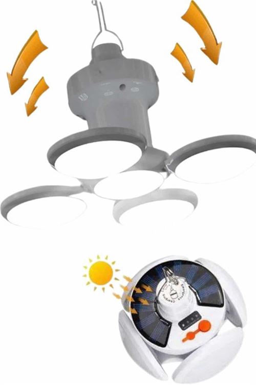 Kamp Lambası Güneş Enerjili Solar 5 Kanatlı Katlanır Lamba Karavan