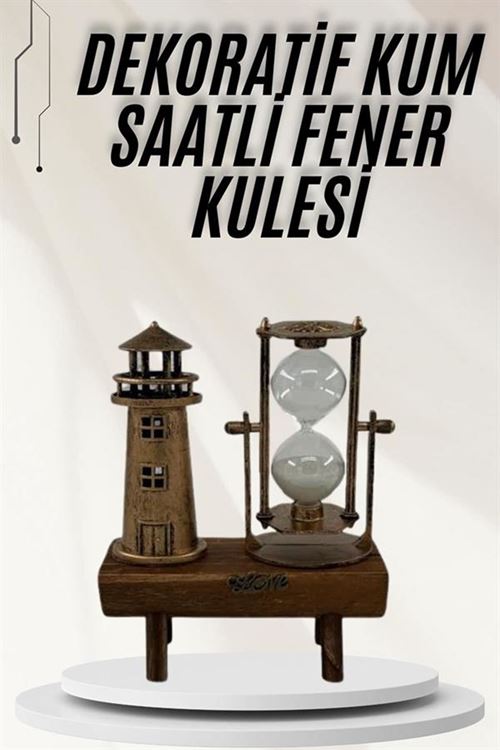 Hediyelik Eşya Retro Ahşap Deniz Feneri Kum Saati Biblo