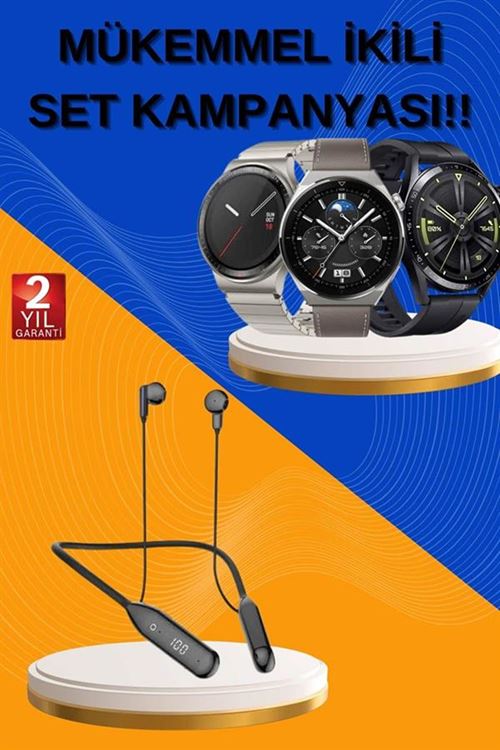 Alarm ve Titreşim Özellikli Akıllı Saat ve Mikrofonlu Kablolu Bluetooth Kulaklık 60 Saat