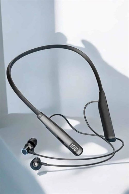 Dijital Göstergeli Kulak İçi Kablosuz Bluetooth Kulaklık Boyun Bantlı