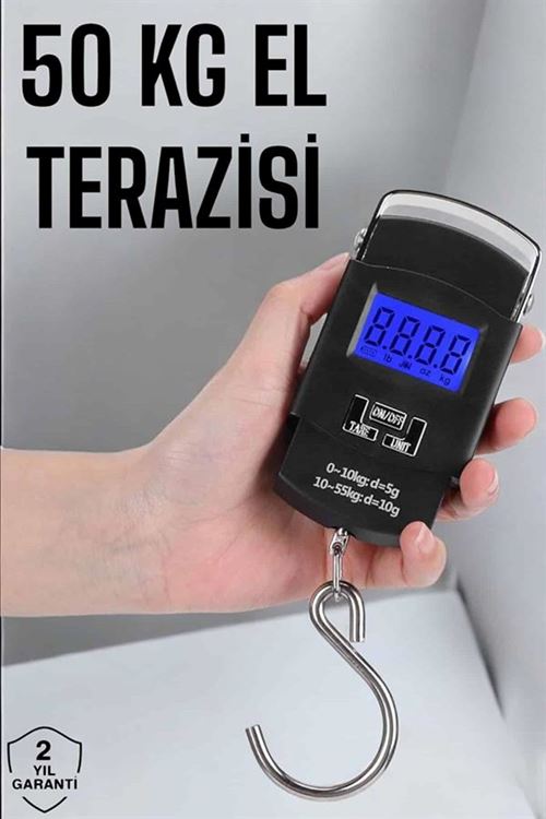 50 Kg El Kantarı Ağırlık Ölçer Dijital Ekranlı Kancalı Portatif