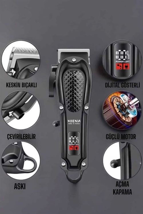 Suya Dayanıklı Tıraş Makinesi Keskin Bıçaklı Dijital Göstergeli Şarjlı