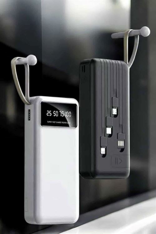 20.000 Mah Led Işıklı LCD Ekran USB Girişli Type-C Lightning Powerbank