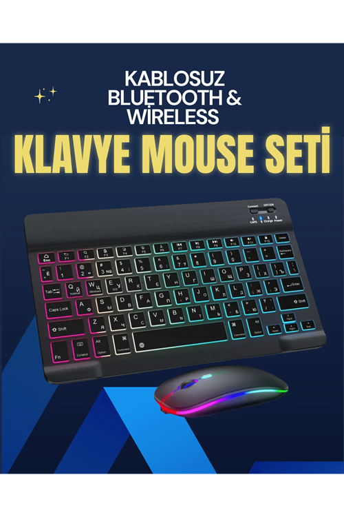 Şık ve Sessiz Tasarımlı Işıklı Klavye Mouse Seti – Şarjlı, Wireless