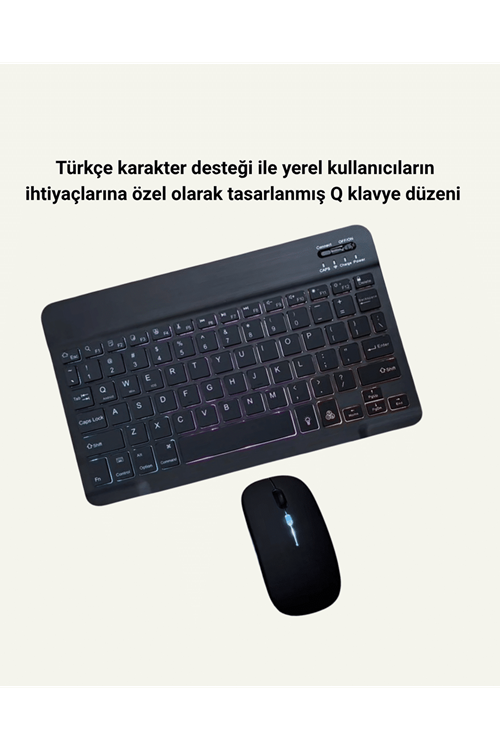 Tüm Cihazlarla Uyumlu RGB Işıklı Kablosuz Klavye ve Mouse Seti