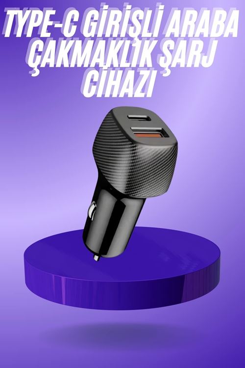 38W USB Type-C Girişli Oto Çakmaklık Araç İçi Hızlı Şarj Çakmaklık Şarj Aleti
