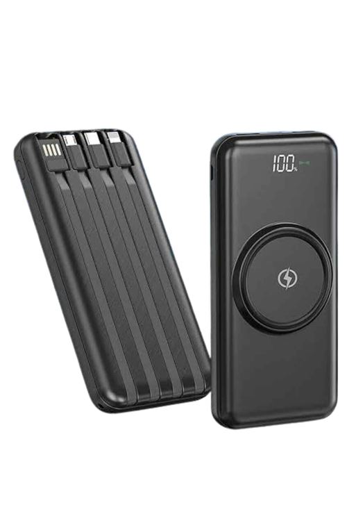 Kablosuz Çoklu Şarj Girişli 10.000 Mah Kablolu Powerbank Taşınabilir
