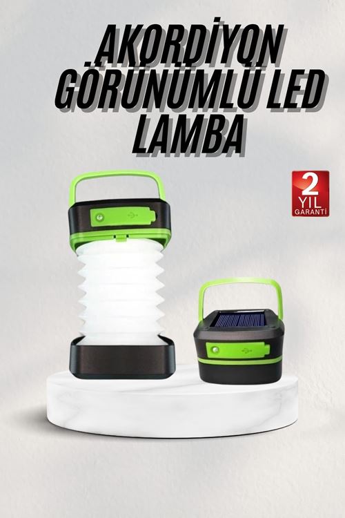 Katlanabilir Kamp Lambası Akordiyon Lamba Şarjlı 3 Kademeli Solar