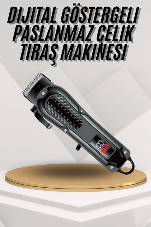 Dijital Profesyonel Kablosuz Saç Sakal Tıraş Makinası Sessiz Paslanmaz Çelik