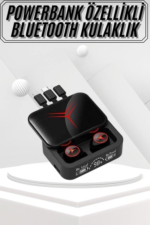 Kablosuz Bluetooth Kulaklık Powerbank Özellikli Göstergeli Hd Mikrofon