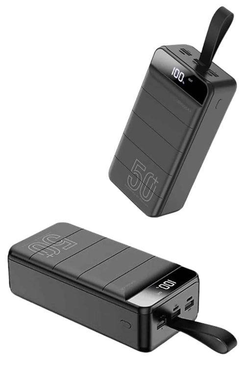 Taşınabilir Powerbank 50.000 mAh 4 Girişli Hızlı Şarj Led Göstergeli Fenerli Şarj