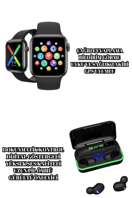 Ucuz ve Kaliteli Kulaklıklı Saat Seti Bluetooth Bağlantılı Akıllı Saat ve Kulaklık