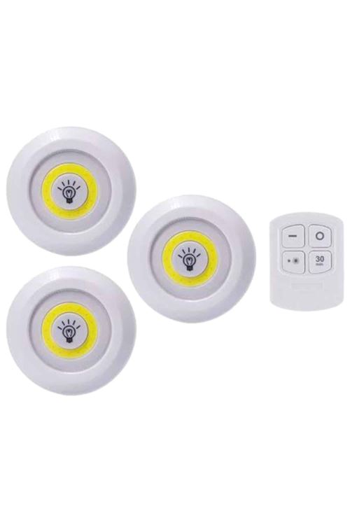 Led Lamba 3'lü Uzaktan Kumandalı Yapışkanlı