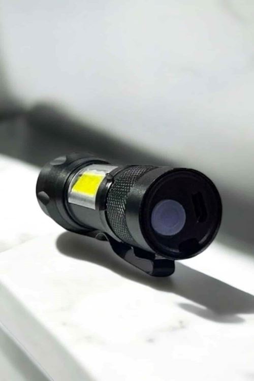 Şarjlı Metal Zoomlu El Feneri Işıldak Led Işık Taşınabilir El Lambası