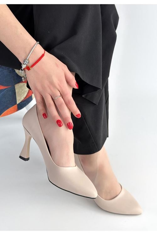Ulba Bej Cilt Stiletto Ayakkabı