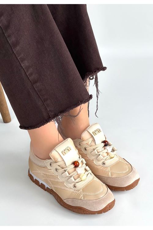 Tues Bej Nubuk Bağcıklı Spor Ayakkabı