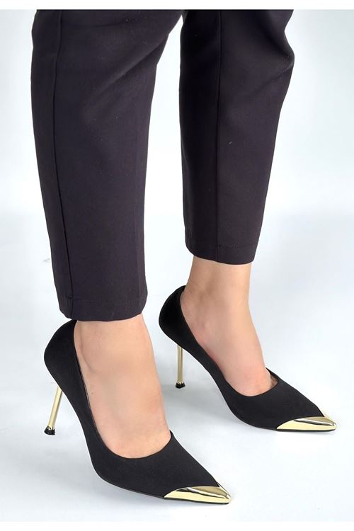 Alis Siyah Saten Stiletto Ayakkabı