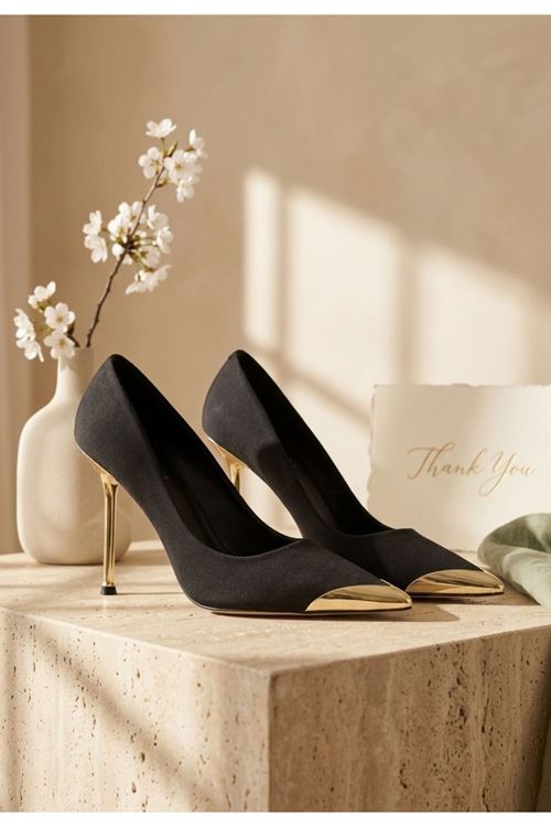 Alis Siyah Saten Stiletto Ayakkabı