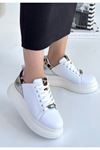Gasta Beyaz Cilt Gümüş Detaylı Bağcıklı Spor Ayakkabı