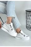 Lawin Beyaz Cilt Beyaz Simli Bağcıklı Spor Ayakkabı