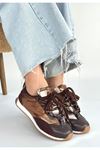 Reat Kahverengi Cilt Bağcıklı  Paraşüt Detaylı Spor Ayakkabı