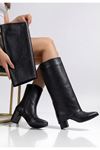 Wila Siyah Cilt Topuklu Tak Çıkar Çizme