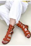 Nola Turuncu Deri Kemerli Sandalet
