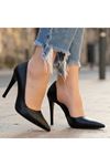 Pley Siyah Cilt Stiletto Ayakkabı